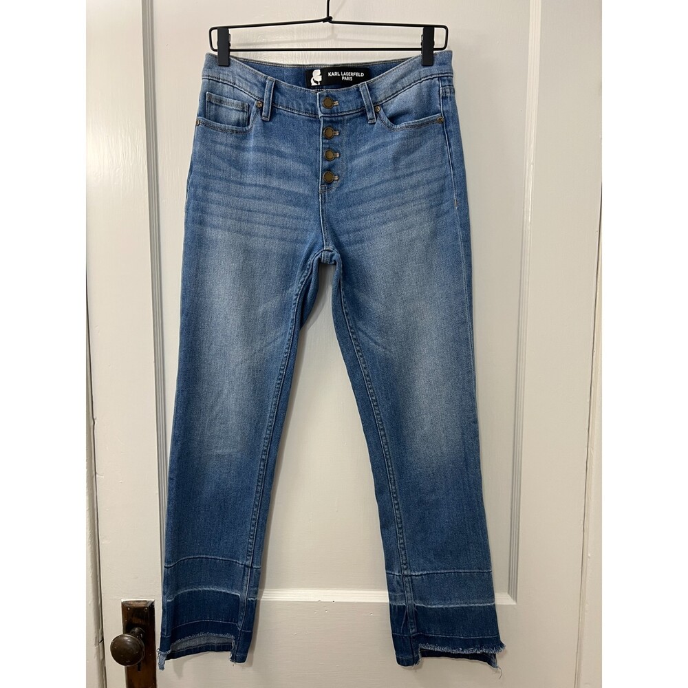 Karl Lagerfeld Paris Button Fly Raw Released Step Hem Jeans - Women's 4